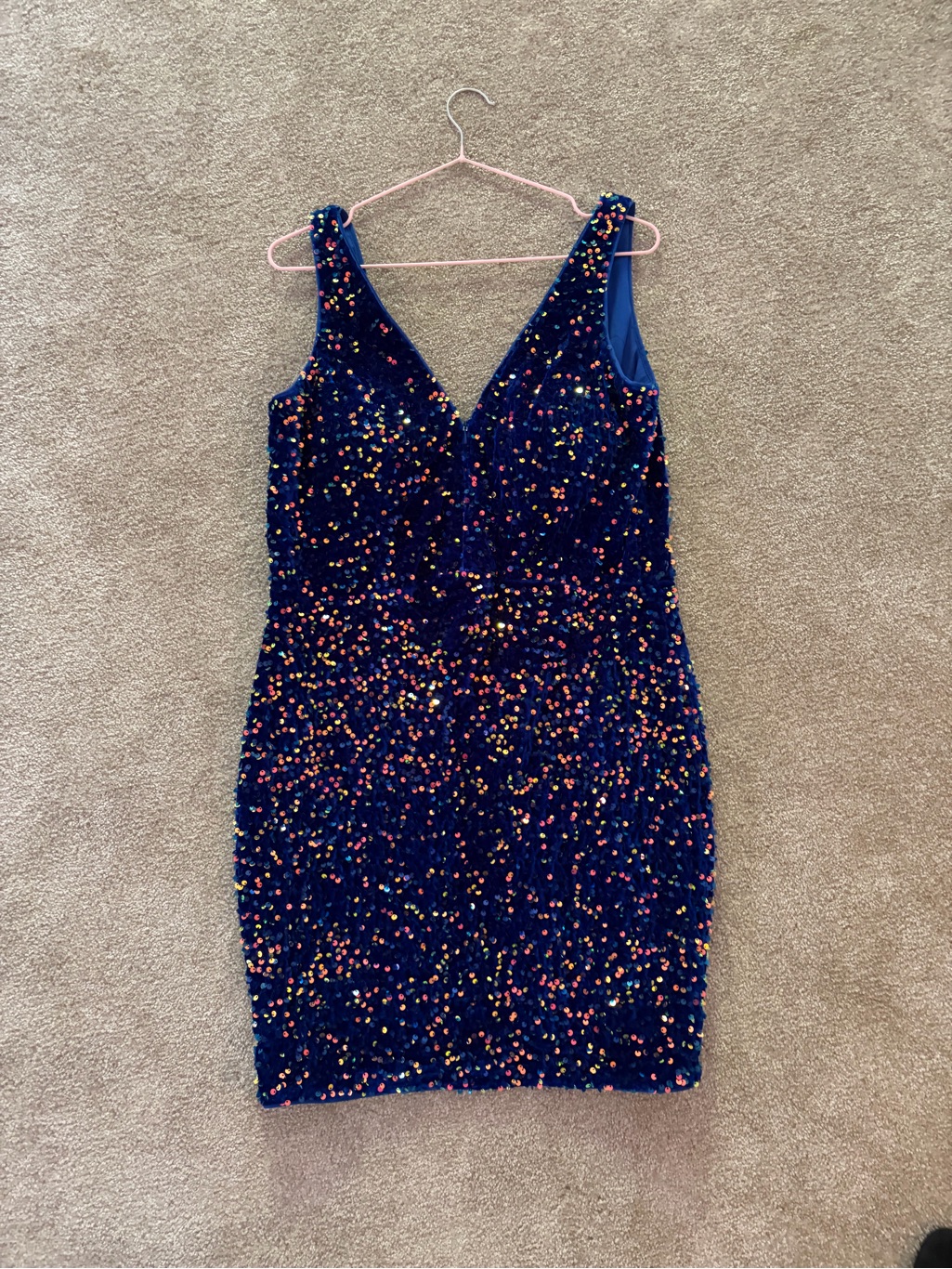 Homecoming Navy Sequin V-Neck Mini Dress